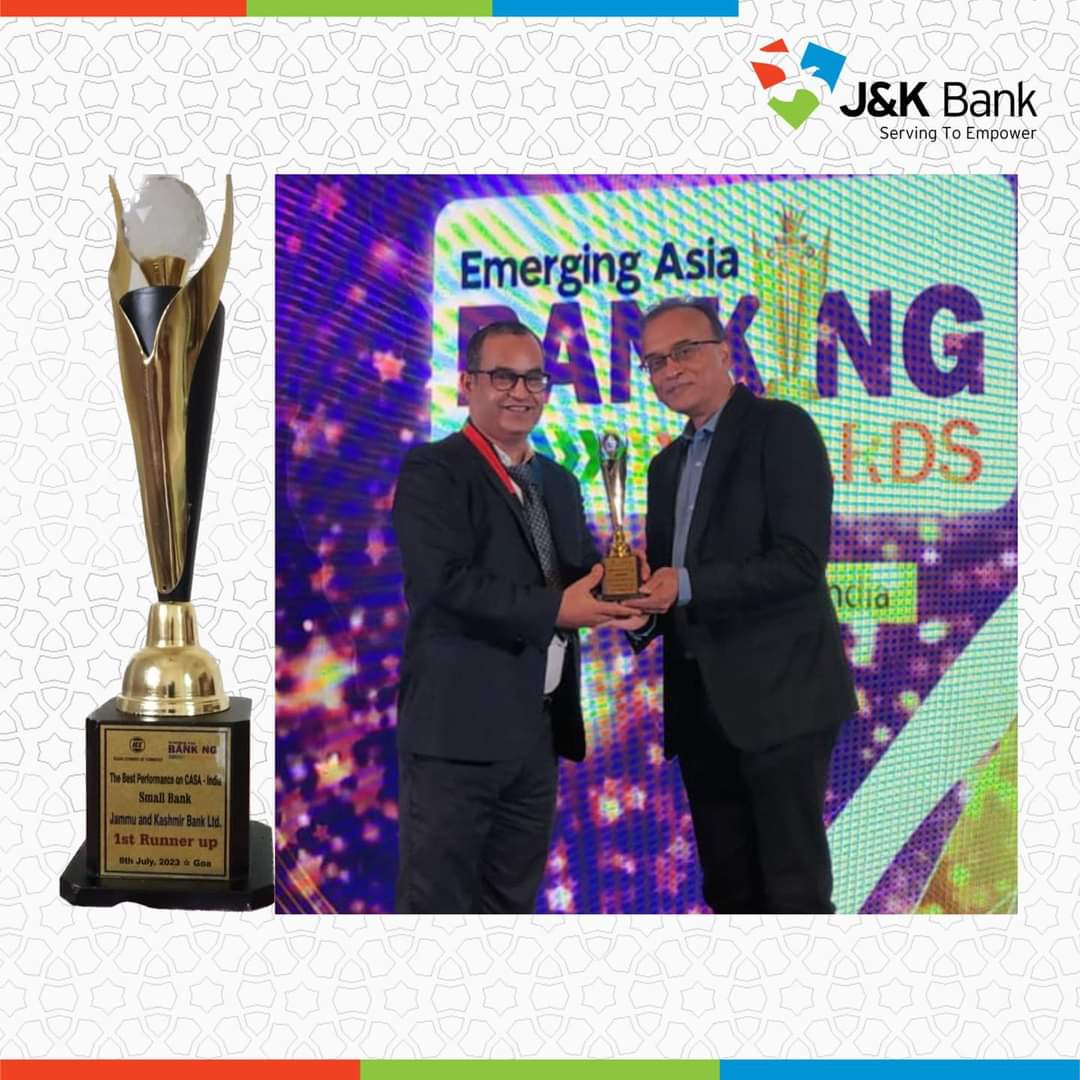 J&K Bank wins award for Best Performance in CASA